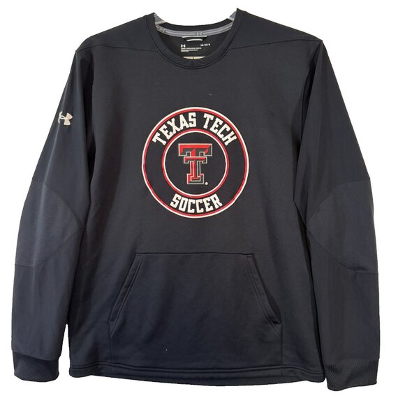 Texas Tech Soccer Under Armour Pullover Stretch Size Large Black Poly Dry Fit - Picture 1 of 4